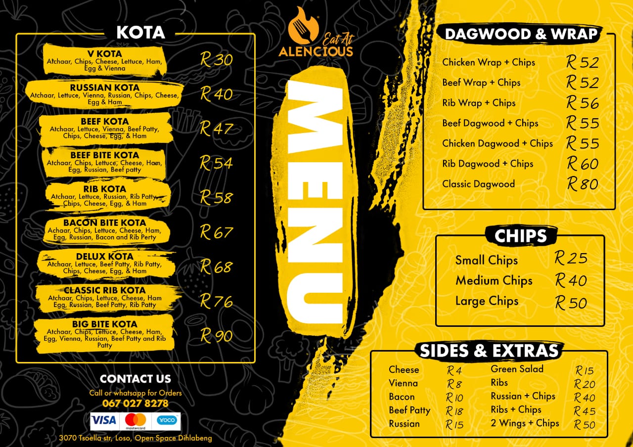 Eat At ALENCIOUS Menu